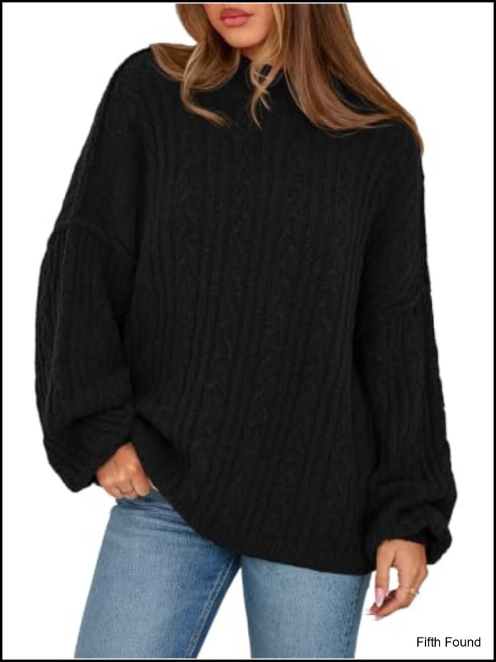 Oversized Cable Knit Sweater Long Sleeve Crewneck Pullover Exposed Seam